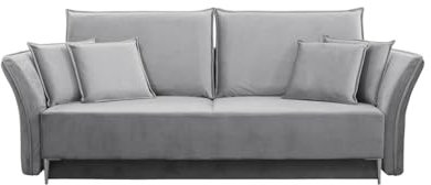 Mirjan24 Schlafsofa Mokoli, Sofa 3 sitzer mit schlaffunktion, Klappsofa, Schlafcouch, Polstersofa mit Bettkasten für Wohnzimmer, Couch, Bettsofa (Füße: Silber, Tiffany 15)
