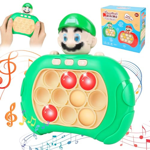 Pop It Elektronisches Spiel, Pop It Fidget Spielzeug, Pop It Fidget Toys, Quick Push Pop It, Pop It Spiel Elektrisch, Bubble Pop Game, Elektronisches Quick Push Puzzle Spiel mit Musik und Licht(Mario)