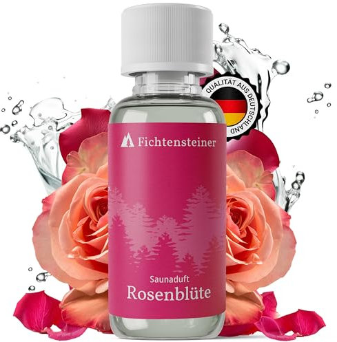 Fichtensteiner Saunaaufguss Rosenblüte - Sauna Aufgussmittel - Ergiebiger Sauna Aufguss für bis zu 100 Sauna Aufgüsse - Wohltuender Saunaduft Aufguss - Sauna Duft - 100ml Aufguss Sauna Zubehör