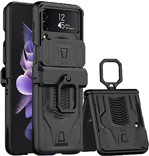 Étui à charnière magnétique pour Samsung Galaxy Z Flip3 Z Flip 4, Coque arrière de Protection de caméra coulissante, Couverture Rigide, Noir, pour Samsung Galaxy Z Flip 4