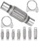 Swpeet 3Pcs 2 X 6 Inches Exhaust Flex Pipe with 2 Inches Exhaust U Clamp Kit, Universal Type Stainless Steel Double Braid Zinc Pipes Exhaust Flex Tube Ideal for Heavy Duty and Cars