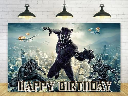 Basifoto Schwarzer Panther-Hintergrund für Geburtstagsparty-Dekorationen, Superhelden-Hintergrund für Babyparty, Party, Kuchen, Tischdekorationen, Zubehör, Black-Panther-Themen-Banner, 1,5 x 0,9 m