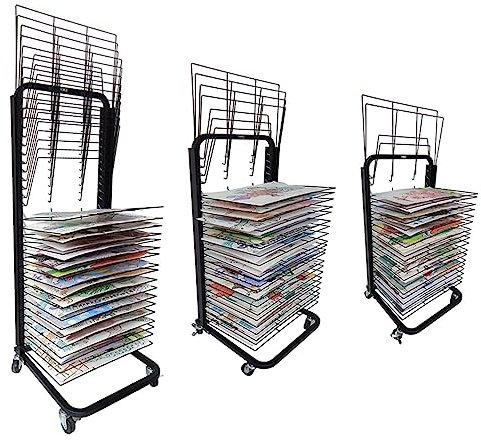 3-teiliger Kunst-Trockenständer – Stahl-Trocknungsständer für Malerei, A3-Papier-Malerei-Trockenständer, stapelbarer Kunst-Organizer aus Metall mit Rädern, stabiler Farb-Trockenständer, für Kunststu