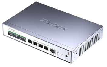 XikeStor 8-Port 10G Managed Switch, 4×10G RJ45 & 4×10G SFP+, Layer 2, with Fan, Desktop/Wall-Mountable, for NAS, Gaming, Home Lab & Business