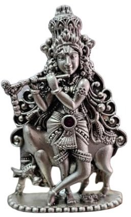 Vishaka Arts Shree Krishna Idol in reinem 925er Silber/Shree Krishna Statue in Silber Hindu-Religion Gott Skulptur Festival 5,1 cm (20 GMS)