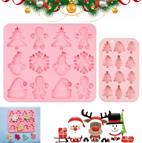 ADERTOS Moule à Chocolat de Noël en Silicone, 12 Cavités, Moule Gâteau et Pâtisserie pour Décorations de Noël