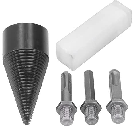 HUSHUI Punta Trapano per Cono per Legno, Punta Trapano per Spaccalegna per Legna Ardere Strumento per Spaccalegna in Acciaio al Carbonio con Gambo Rimovibile per (42MM)