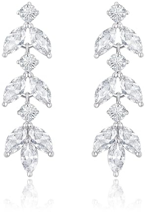 EVER FAITH Braut Ohrringe für Hochzeit Party glitzernde Cubic Zirkonia Blumen Blatt Tropfen baumeln