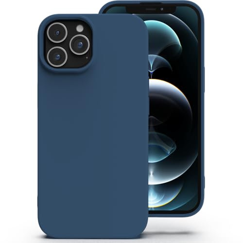 Zuvirelx Silikon Handyhülle für iPhone 12 Pro Max Hülle, Weiches Griff, Dünne, Minimalistisch, Stoßfest, rutschfest, Taschenpassend - Blau