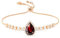 Linawe Bracelets à breloques en cristal grenat rouge pour femmes, ensemble de bracelets à chaîne en or rose, bracelet en strass, pierre de naissance et zircone cubique, bijou de mariage
