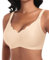 Ganado Damen Nahtloser BH Ohne Bügel Tiefem V-Ausschnitt gewellte Ränder Bequemer BH Bralette Soft BHS Bügellos Bustier Bra (Beige-Vordere Welle, XL)
