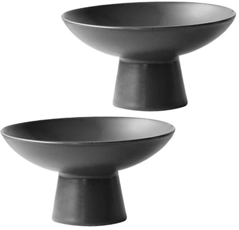 Ciieeo 2 Pièces Grande assiette de fruits secs assiettes de fruits décoration de gâteaux de petit gâteau feist plats snacks plat de fruits secs bol de fruits sur pied céramique Black