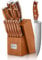 FOHERE Knife Set 14 Pieces Kitchen Knife Set with Wooden Block High Carbon Stainless Steel Self-Sharpening Knife Block Set with Built-in Sharpener, Brown
