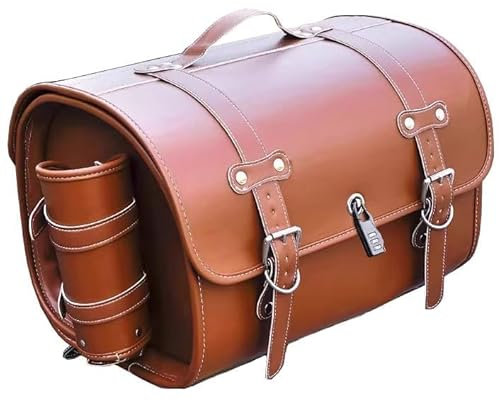 TMZWJ Motorcycle Rear Bag für BMW CE 04 2023 Motorrad Zubehör Waterproof Leather Motorcycle Pannier Saddle Bag Retro Motorcycle Bag Tasche,D Light Brown