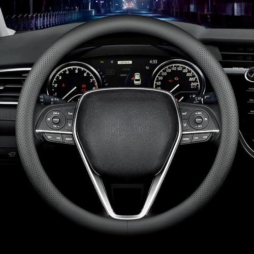 Auto Sport Lenkradbezug Leder Optik für FIAT 500 2008 to 2012, Mikrofaser Leder Lenkradhülle Anti Rutsch Sanft Schwarz Langlebig Atmungsaktiv,C