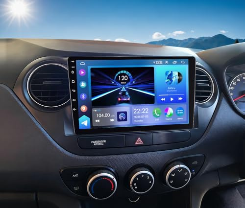 9 Inch Android 14 Car Stereo Radio for Hyundai i10 2013 2014 2015 2016 2G+32G Double Din GPS Navigation Car Stereo w/Carplay Android Auto Car AHD Backup Camera Mic Mirror Link Bluetooth FM/RDS SWC
