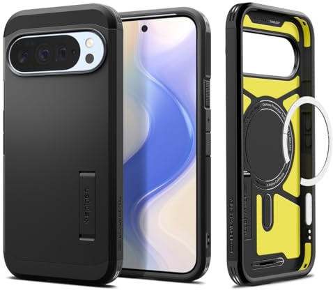 Spigen Tough Armor(AI) MagFit für Google Pixel 10 Pro XL -Black | Kompatibel mit MagSafe, Integrierter Kickstand, Air Cushion Tech, Military-Grade Schutz, Spigen Original Serie