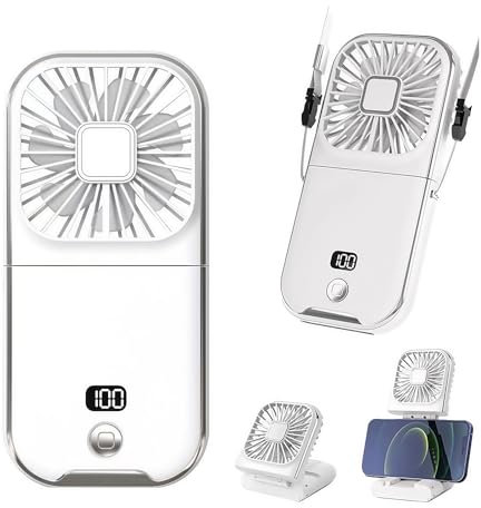 Handventilator, USB-C Wiederaufladbar, 3000mAh Akku, Tragbarer Mini Ventilator mit 4 Geschwindigkeiten, Leiser Taschenventilator für Zuhause & Reisen