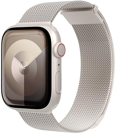 VONMÄHLEN Milanese Loop 2 – Stilvolles Edelstahlarmband mit Magnetverschluss, verstellbar, hochwertig, kompatibel mit Apple Watch - Größe 44 | 45 | 46 | 49mm - champagne