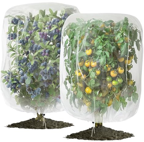 2PCS Garden Insect Netting Fine Mesh Fruit Tree Bird Tomato Blueberry Bushes Cover Mesh Garden Plant Netting Barrier Cover Bags for Bird Vegetables Fruits Tree Protection (27.5 x39.3inch)