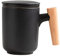 Ipetboom 1Juego Botella de Cerámica con Mango de Madera y Filtro Taza de Personalizada para Oficina Diseño y Portátil para Infusiones Aromatizadas y Bebidas