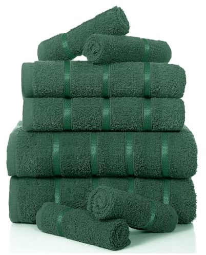 GC GAVENO CAVAILIA Egyptian Cotton Towel Bale Set, Highly Absorbent & Quick Dry Towels For Bathroom, (2 Hand - 2 Bath - 4 Face) 8 Piece Towel Set - Dark Green