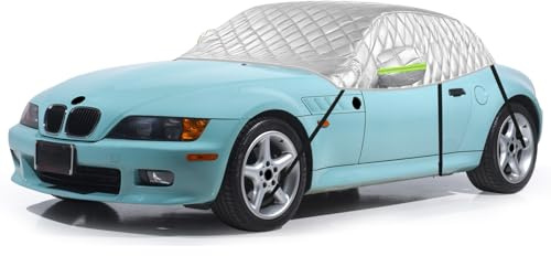 Half Car Cover replacement for BMW Z3 1996-2002, Soft Top Roof Protection Anti Hail Car Cover Waterproof, Thickened Snow Cover Half Garage with Windproof Strap Reflective Tape