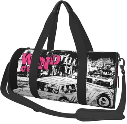 Auto-Seesack im Vintage-Stil, mit Schuhfach und verstellbarem Riemen, faltbare Reisetasche für Männer und Frauen, wasserdichte Seesäcke, Schwarz , Einheitsgröße