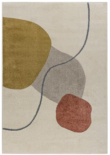 Mazovia Groß Teppich Wohnzimmer 250x350cm Creme Geometrisch Weich Blickfang | Teppich für Schlafzimmer Büro Esszimmer Beige Pflegeleicht Tierfreundlich Allergikerfreundlich Fußbodenheizungsgeeignet