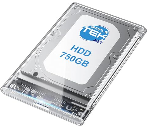 SIMPLETEK – Externes Gehäuse transparent HDD 2,5 mit 750GB | SATA, USB 3.0, 5Gbps (Generalüberholt)