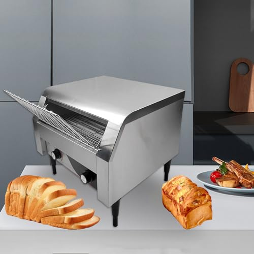 Aioneer Conveyor Toaster Commercial Oven Drawer Toaster Oven Multipurpose Bread Bagel Breakfast Food Making Toasting Machine For Hotel Restaurant Cafe,Silver-450-Silver-150