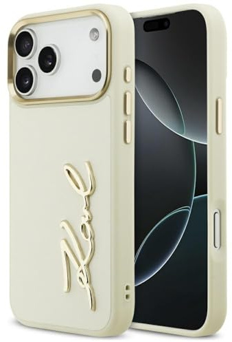 CG MOBILE Karl Lagerfeld Karl Script Logo Hülle für iPhone 17 Pro (Beige)