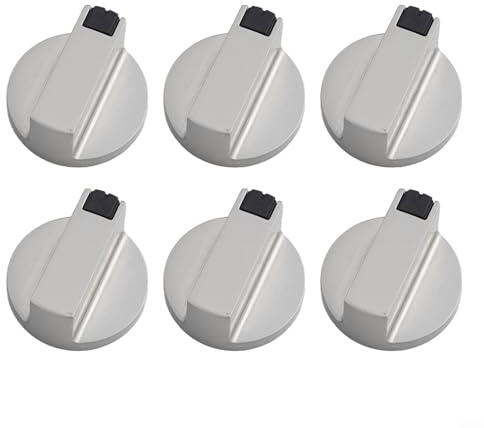 6 mm Metall-Drehschalter-Einstellknöpfe, 6 Stück, kompatibel mit Gas- und Elektroherden, Öfen, Herden, Wohnmobilen und Campinggeräten