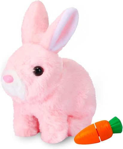 YeahBoom Hüpfender Kaninchen,Hase Elektrisch Spielzeug,Osterhase Stofftier Klein,Plüschhasenspielzeug,Hüpfendes Kaninchen Spielzeug,Interaktives Elektronisches Haustier,Hasen Kuscheltiere Klein