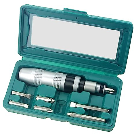 8 Pcs Manual Reversible Impact Driver Set,Hand Impact Screwdriver with Steel Bits and Portable Storage Case, Rusted Fastener Stubborn Screw Remover for Automotive,Home Repair