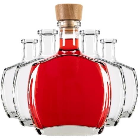 5 Stück Glaskaraffe CARAFFA mit Korken – elegante und robuste Karaffen für Öl, Liköre und Getränke