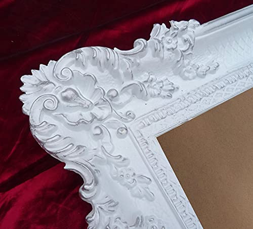 Lnxp Bilderrahmen Rahmen Weiß/Silber Dualcolor 96x57 cm Hochzeitsrahmen Fotorahmen Antik Barock Rokoko Repro Shabby Chic RENAISSANCE JUGENDSTIL RETRO DESIGN PRUNKVOLL 75R