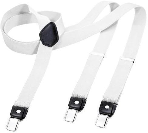DonDon Hosenträger Herren weiß schmal 2,5 cm - Extra starke Clips für Anzug - Hosenträger Herren extra stark - Ideal für Männer oder Damen Rockabilly Suspenders