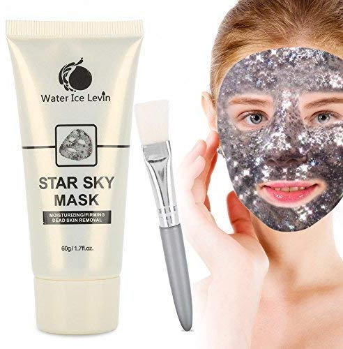 Gesichtsmaske, Natural Face Peel off feuchtigkeitsspendende Maske, Sky Glow Glitter Pailletten Stars Gesichtsmaske Hautpflege für alle Hauttypen mit Pinsel 60g