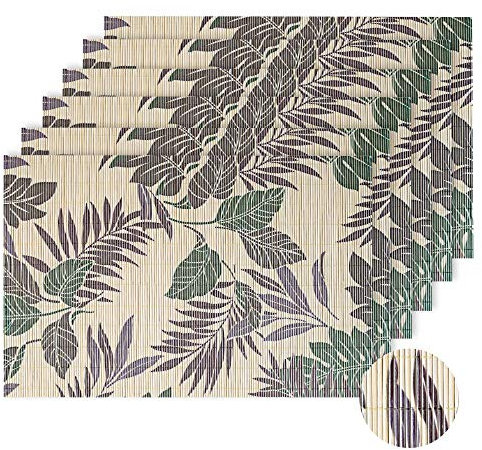LOVECASA Bambus Platzset, 45 x 30 cm, 6-TLG. Set Tischmatte, Rechteckig Tischset Bambus