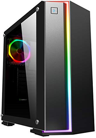 GameMax Starlight Mid-Tower RGB PC Gaming case, ATX, Full Tempered Glass Side Window - Black