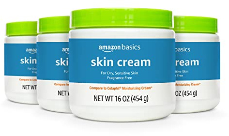 Amazon Basics Ultra Moisturizing Skin Cream for Dry & Sensitive Skin, Dermatologist Tested, Fragrance Free, Not Tested on Animals, Made in USA, 16 Ounce, 4-Pack (Previously Solimo)