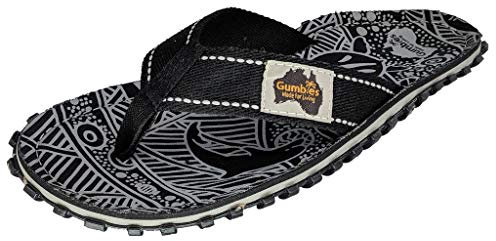 Gumbies Islander Unisex Flip-Flops, Silber - Schwarze Signatur - Größe: 39 EU