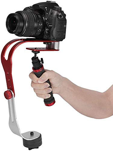 Pro Handheld Steadycam stabilizzatore video maniglia costante supporto per Canon Nikon Sony fotocamera Cam videocamera DV DSLR – manico in gomma, rosso e nero.