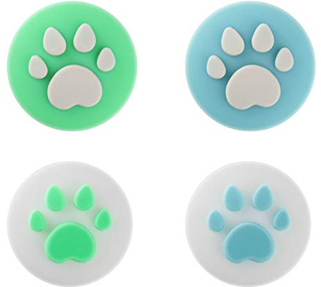 TDTOK Lot de 4 capuchons en forme de griffe de chat pour Nintendo Switch & Lite et coque en silicone souple pour manette Joy-Con Bleu et vert