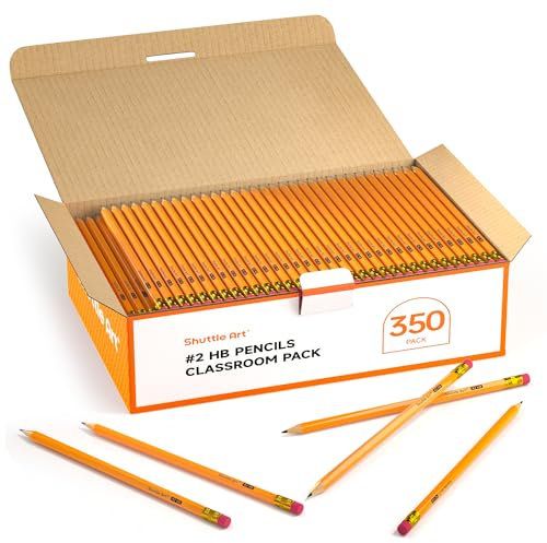 Shuttle Art HB Bleistifte, 350 Stück gespitzte gelbe Bleistifte mit Radiergummi, Graphitstifte in Großverpackung, Unterrichtsmaterial zum Schreiben, Zeichnen und Skizzieren