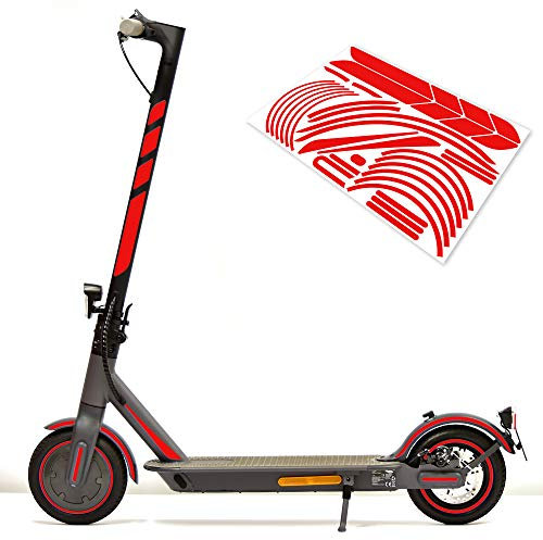 Aufkleber-Set (30-teilig) Sticker-Set auf 35x24cm Bogen geeignet für Doc-Green ESA 5000 1919 Xiaomi M365 E-Scooter (Rot Reflektierend)