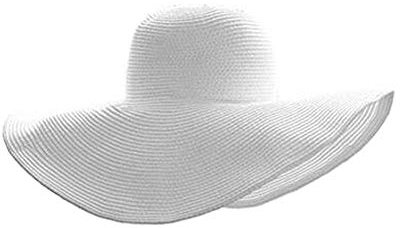 VANTOBEST Damen-Strohhut mit breiter Krempe, faltbar, Strandhut, Schlapphut, Sonnenhut, Schwarz, 1 Stück - Weiß - Medium