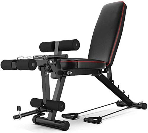 EEUK Banc de Musculation Pliable Multifonctions Lit Sit-Ups avec Extension Jambe Leg Curl pour Fitness, Charge Max 200 Kg/441 Lbs, Noir