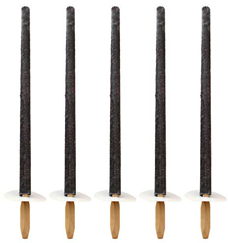 Ebersbacher Kerzenfabrik GmbH Gartenfackeln Wachsfackeln mit Handteller, 5 Stück, grau, Größe: ca. 30 x 500 mm Filzfackel Holzfackel Partyfackel